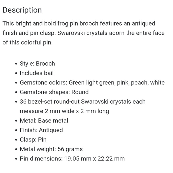 🆕‼️Swarovski Pin🍃🐸 - Picture 3 of 4